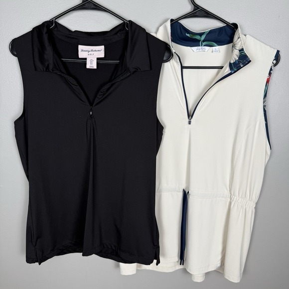 Lady Hagen Tops - 2 Golf Sleeveless Tops Tommy Bahama Lady Hagen Zip Collared Activewear Lot Sz Lg